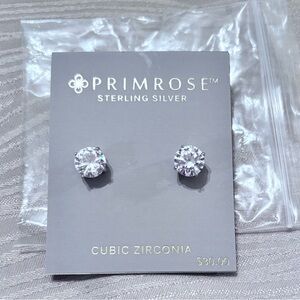 8mm Primrose Sterling Silver Cubic Zirconia Stud Earrings